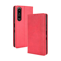 Coque Portefeuille Livre Cuir Etui Clapet BY4 pour Sony Xperia 1 III Rouge