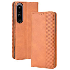 Coque Portefeuille Livre Cuir Etui Clapet BY4 pour Sony Xperia 1 IV Marron