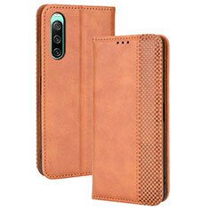 Coque Portefeuille Livre Cuir Etui Clapet BY4 pour Sony Xperia 10 IV Marron