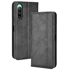 Coque Portefeuille Livre Cuir Etui Clapet BY4 pour Sony Xperia 10 IV Noir