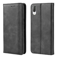 Coque Portefeuille Livre Cuir Etui Clapet BY4 pour Sony Xperia L3 Noir