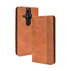 Coque Portefeuille Livre Cuir Etui Clapet BY4 pour Sony Xperia PRO-I Marron