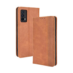 Coque Portefeuille Livre Cuir Etui Clapet BY4 pour Vivo iQOO 7 India 5G Marron