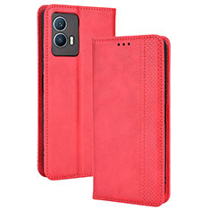 Coque Portefeuille Livre Cuir Etui Clapet BY4 pour Vivo iQOO U5 5G Rouge