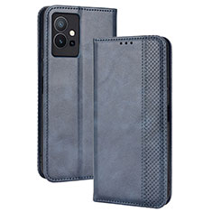 Coque Portefeuille Livre Cuir Etui Clapet BY4 pour Vivo iQOO Z6 5G Bleu