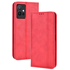 Coque Portefeuille Livre Cuir Etui Clapet BY4 pour Vivo iQOO Z6 5G Rouge