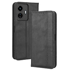 Coque Portefeuille Livre Cuir Etui Clapet BY4 pour Vivo iQOO Z6 Lite 5G Noir