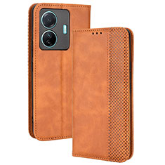 Coque Portefeuille Livre Cuir Etui Clapet BY4 pour Vivo T1 5G Marron