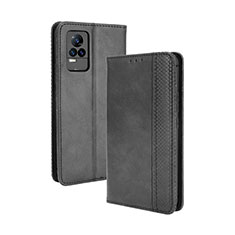 Coque Portefeuille Livre Cuir Etui Clapet BY4 pour Vivo V21e 4G Noir