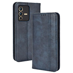 Coque Portefeuille Livre Cuir Etui Clapet BY4 pour Vivo V23 5G Bleu