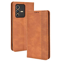 Coque Portefeuille Livre Cuir Etui Clapet BY4 pour Vivo V23 Pro 5G Marron