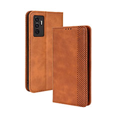 Coque Portefeuille Livre Cuir Etui Clapet BY4 pour Vivo V23e Marron