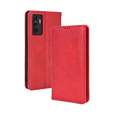 Coque Portefeuille Livre Cuir Etui Clapet BY4 pour Vivo V23e Rouge