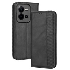 Coque Portefeuille Livre Cuir Etui Clapet BY4 pour Vivo V25 5G Noir