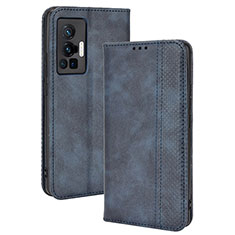 Coque Portefeuille Livre Cuir Etui Clapet BY4 pour Vivo X70 Pro 5G Bleu