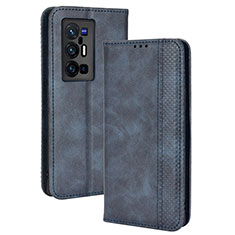 Coque Portefeuille Livre Cuir Etui Clapet BY4 pour Vivo X70 Pro+ Plus 5G Bleu