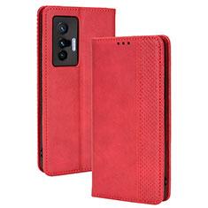 Coque Portefeuille Livre Cuir Etui Clapet BY4 pour Vivo X70t Rouge