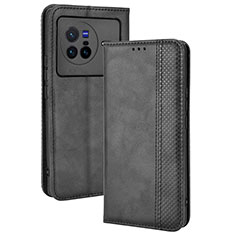 Coque Portefeuille Livre Cuir Etui Clapet BY4 pour Vivo X80 5G Noir