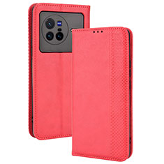 Coque Portefeuille Livre Cuir Etui Clapet BY4 pour Vivo X80 5G Rouge