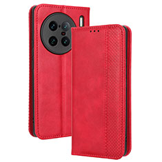 Coque Portefeuille Livre Cuir Etui Clapet BY4 pour Vivo X90 Pro+ Plus 5G Rouge