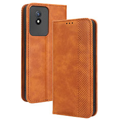 Coque Portefeuille Livre Cuir Etui Clapet BY4 pour Vivo Y02 Marron