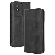 Coque Portefeuille Livre Cuir Etui Clapet BY4 pour Vivo Y02 Noir