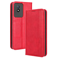 Coque Portefeuille Livre Cuir Etui Clapet BY4 pour Vivo Y02 Rouge