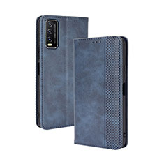 Coque Portefeuille Livre Cuir Etui Clapet BY4 pour Vivo Y12A Bleu