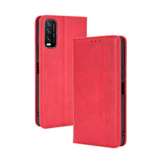 Coque Portefeuille Livre Cuir Etui Clapet BY4 pour Vivo Y12A Rouge