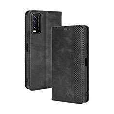 Coque Portefeuille Livre Cuir Etui Clapet BY4 pour Vivo Y12s Noir