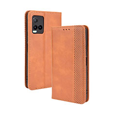 Coque Portefeuille Livre Cuir Etui Clapet BY4 pour Vivo Y21 Marron