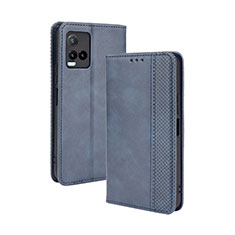 Coque Portefeuille Livre Cuir Etui Clapet BY4 pour Vivo Y21a Bleu