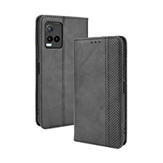 Coque Portefeuille Livre Cuir Etui Clapet BY4 pour Vivo Y21a Noir