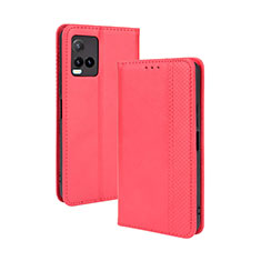 Coque Portefeuille Livre Cuir Etui Clapet BY4 pour Vivo Y21a Rouge