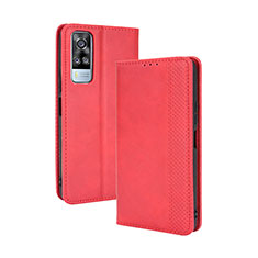 Coque Portefeuille Livre Cuir Etui Clapet BY4 pour Vivo Y31 (2021) Rouge