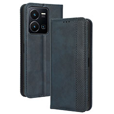 Coque Portefeuille Livre Cuir Etui Clapet BY4 pour Vivo Y35 4G Bleu