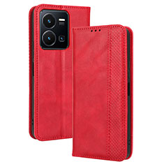 Coque Portefeuille Livre Cuir Etui Clapet BY4 pour Vivo Y35 4G Rouge