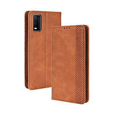 Coque Portefeuille Livre Cuir Etui Clapet BY4 pour Vivo Y3s (2021) Marron