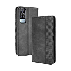 Coque Portefeuille Livre Cuir Etui Clapet BY4 pour Vivo Y51A Noir