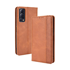 Coque Portefeuille Livre Cuir Etui Clapet BY4 pour Vivo Y52 5G Marron