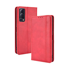 Coque Portefeuille Livre Cuir Etui Clapet BY4 pour Vivo Y52 5G Rouge