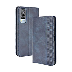 Coque Portefeuille Livre Cuir Etui Clapet BY4 pour Vivo Y53s 4G Bleu