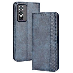 Coque Portefeuille Livre Cuir Etui Clapet BY4 pour Vivo Y76 5G Bleu