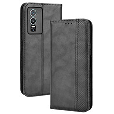 Coque Portefeuille Livre Cuir Etui Clapet BY4 pour Vivo Y76 5G Noir