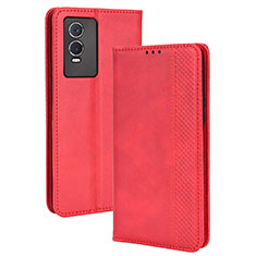 Coque Portefeuille Livre Cuir Etui Clapet BY4 pour Vivo Y76s 5G Rouge