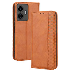 Coque Portefeuille Livre Cuir Etui Clapet BY4 pour Vivo Y77e t1 Marron