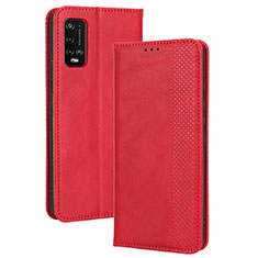 Coque Portefeuille Livre Cuir Etui Clapet BY4 pour Wiko Power U20 Rouge