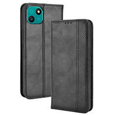 Coque Portefeuille Livre Cuir Etui Clapet BY4 pour Wiko T10 Noir