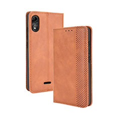 Coque Portefeuille Livre Cuir Etui Clapet BY4 pour Wiko Y51 Marron