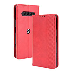 Coque Portefeuille Livre Cuir Etui Clapet BY4 pour Xiaomi Black Shark 4 5G Rouge